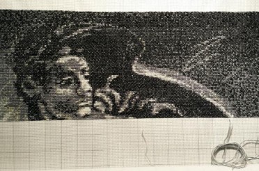 Progress on my Michelangelo cross stitch