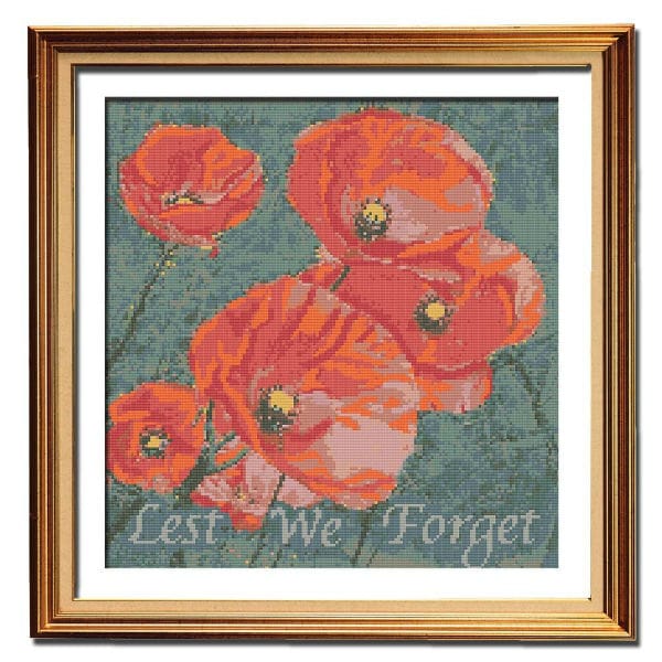 Flanders Field Poppies counted cross stitch pattern