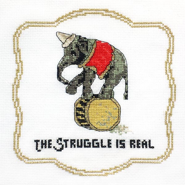 Struggle is real elephant cross stitch pattern