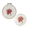 French poppy cross stitch coaster and hoop