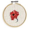 French poppy cross stitch hoop