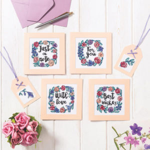 With Love cross stitch notecards