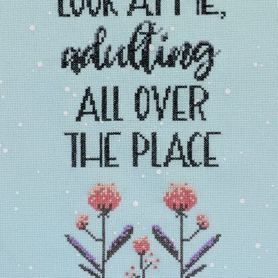 Adulting all over cross stitch pattern