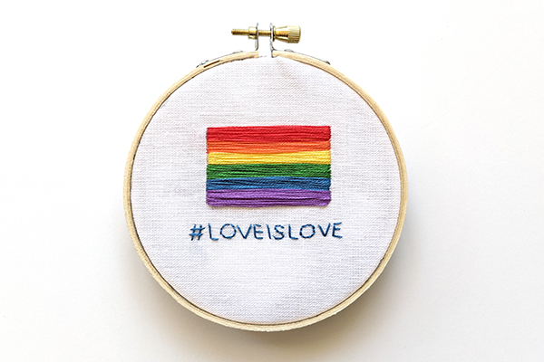 Pride flag: learn satin stitch & backstitch