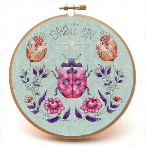 Shine On cross stitch pattern hoop