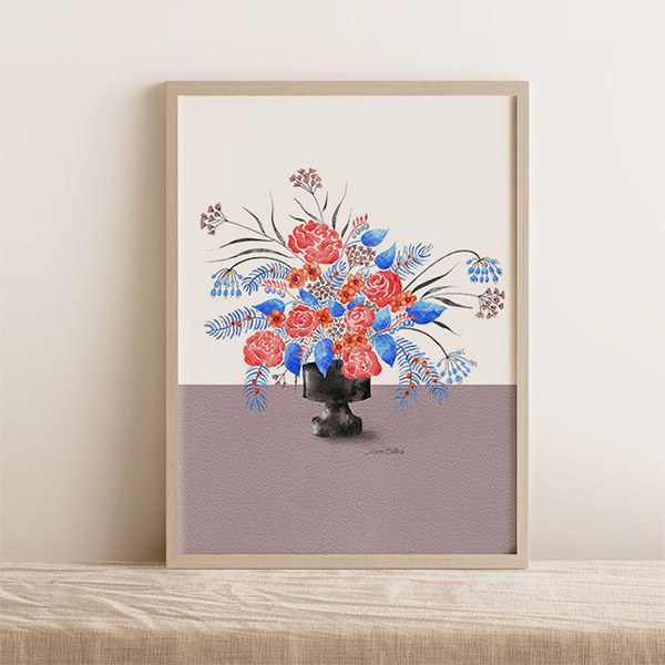 5x7 Roses & Salal art print framed
